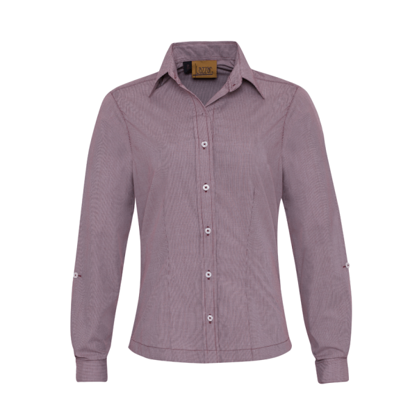 Thai Red Micro Check Long Sleeve Shirt For Women